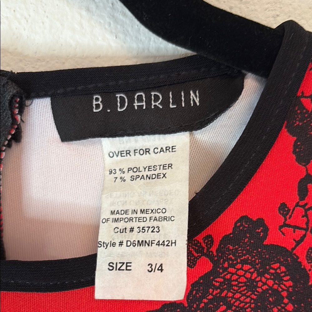 B. Darlin Elegant Red and Black Lace Dress - Picture 2 of 6